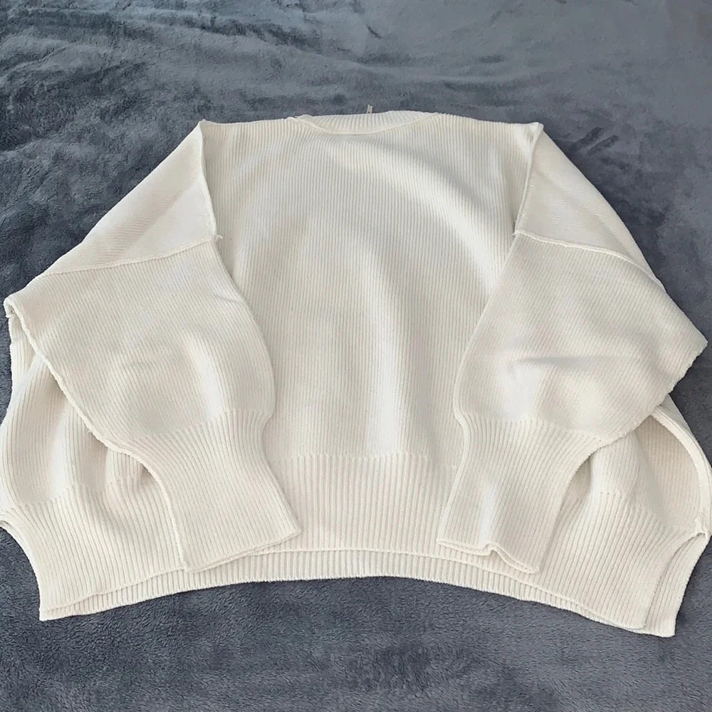 Free People Cozy Oversized Crewneck Sweater in White